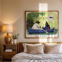 CPWAD 1pc 2D Frameless Canvas Decorative Painting, Vintage Willow Forest Sound Rowing Animal Illustration Poster, Fairy Tale Water Rat Mole Riverside Boat Artistic Wall Art, Suitable For Living Room, Bedroom, Study - 1pcs - View 6