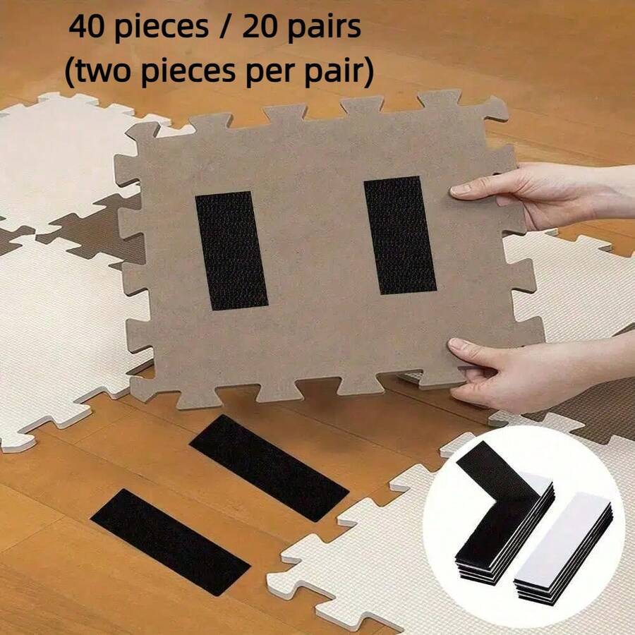 40pcs/20pairs Strong Hook And Loop Fasteners, Double-Sided Reusable Adhesive Strips, Easy Installation, No Nails And No Traces, Suitable For Home And Office, Ideal Choice For Storage And Hanging - A - View 1