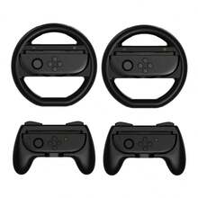 相容於 Switch 2，2件控制器握把 + 2件方向盤套組，防滑防汗強化握感，模擬真實遊戲操作效果，達成最佳性能 - 2PCS握把+2PCS方向盤 - 查看 12