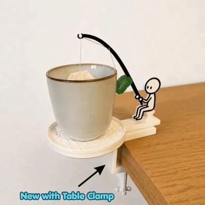 Portable Fishing Man Tea Bag Holder Heat-Resistant Drip-Catching Coaster Fisherman Tea Bag Stand Plastic Drip-Catching