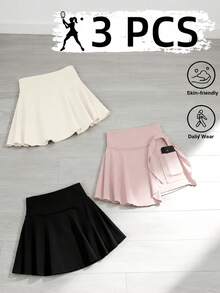 OKP 3 Pack Workout Skorts For Women High Waisted Gym Skirts End Of Summer Pockets Inner Shorts Running Athletic Tennis Golf Skirts - 混合 - 查看 1