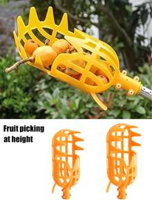 1pc Fruit Picking Basket Head, Portable Fruit Picker, Compatible With Apple And Peach Picking, Farm And Garden Picking Equipment, Gardening Tool, Durable Fruit Picker, Bright Yellow High-Altitude Fruit Picking Basket, Ergonomic Design, Convenient For Picking Bayberry, Loquat, Plum And Other Fruits, Garden Farm Gardening Tool, Used For Picking Loquat, Bayberry, Peach, Plum And Jujube From High Places In The Garden - Multicolor - View 9