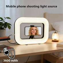 1 Stück 1500mAh LED-Fülllicht mit großer Kapazität, rundes tragbares Selfie-Licht mit Handy-Kamerahalterung, langanhaltend Lithium-Batterie Handy-Videostabilisator, geeignet für Handy-Fotografie, Studiobeleuchtung, Filmaufnahmen und Live-Streaming - 1 Stück - Übersicht 3