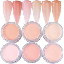6/4/2/1pc Random Color Romantic Pink Nail Powder - Glitter Carving Crystal Powder For Professional DIY Nail Extension - Shimmer Decoration Art - Multicolor - View 7