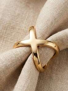 1/2/3PCS Gold Scarf Ring - Multi-Functional Hollow Cross Design, Smooth Square Shawl Clasp For Silk Scarves & Wraps, Elegant Fashion Accessory - Gold - View 5