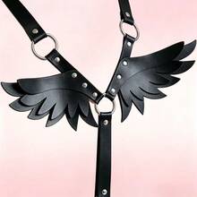 Gothic Wing Leather Harness For Women, Adjustable Punk Body Strap, Dark Academia Party Rave Festival Accessory - Black - View 5