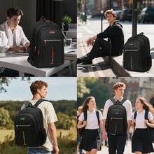 Men's Fashion Multifunctional Backpack, Large Capacity Multi-Pocket Laptop Bag, 3D Breathable Shoulder Straps, Night-Reflective, Anti-Theft, Nylon - Multicolor - View 7