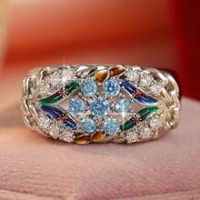 Luxury Vintage Hollow Flower Ring, Sparkling Synthetic Zirconia Inlaid Ring, Elegant Women's Holiday Party Accessory - Silver - View 5