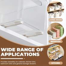 2pcs/Set Drawer Storage Basket Slide Rail, Adhesive Drawer Guide Rail, Pull-Out Basket Track Plastic Accessories, Multi-Purpose Kitchen Bedroom Dorm Storage Box Rail Strip, Suitable For Kitchen, Bedroom, Drawer Storage Accessories - B - View 10