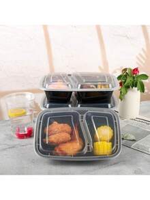 50/20/10/1 Pack Reusable 2-Compartment Meal Prep Containers With Lids, Durable Leak-Proof, Microwave, Freezer, Dishwasher , Portable For On-The-Go, Black - Black - View 3