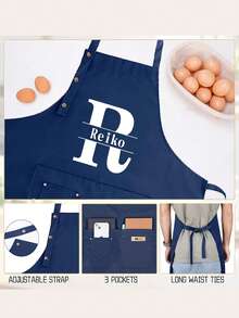 Customizable Name Apron - Durable And Comfortable Unisex Kitchen Workwear, Easy To Care For, Practical Design With Pockets And Adjustable Shoulder Straps, Suitable For Cooking Enthusiasts - Multicolor - View 5