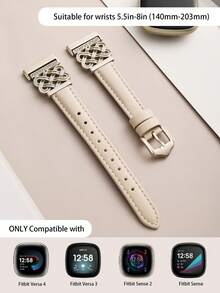 Women's Leather Watch Band For Versa 4/Versa 3/Sense 2/Sense - Diamond Chinese Knot Design, Comfortable Sweat-Resistant Slim Band - Fashionable Multiple Colors Available - Fits 5.5 To 8.3 Inch Wrists, Perfect For Business, Dating, Weddings, Parties And Daily Wear - Exclusive Women's Gift, High-Quality Replacement Band Accessory - Starlight Buckle - View 4