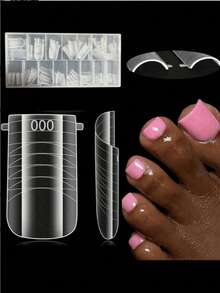 160pcs Straight Dual-End Gel Nail Molds, Suitable For Fingers And Toes, Wide And Flat, Reusable, Unisex, Pre-Etched, No Grinding Required - Clear - View 1