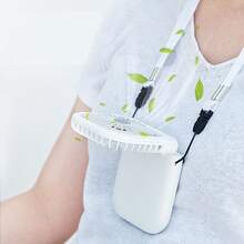 時尚手持掛頸風扇，USB充電，迷你風扇，便攜風扇，桌面折疊小電風扇，炎夏理想伴侶，電池容量：1200mAh - 掛脖式 - 查看 2