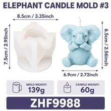 Elephant Candle Silicone Mold 3D Cute Elephant Animal Shape Wax Mold DIY Handmade Candle Making Tool Craft Mold For Home Decor Gift - Elephant - View 13