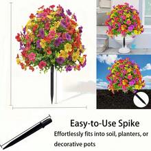 2/1 pieza Flores artificiales erguidas con tallos, adecuadas para decoración exterior de primavera/verano, margarita y eucalipto de seda falsa, resistentes a los rayos UV, adecuadas para porche, patio interior, balcón, decoración de jardín, plantas artificiales, decoración de otoño - Multicolor - Ver 11
