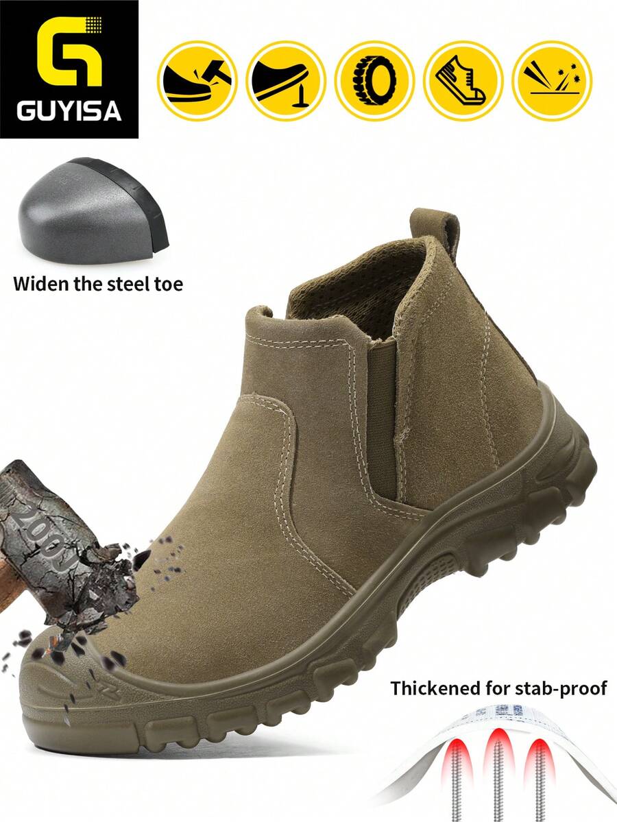 GUYISA Professional Anti-Crush Anti-Puncture Safety Shoes, Welder Series Anti-Slip All-Season Men's Functional Shoes
