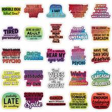 50Pcs Sarcastic Funny Adult Quote Waterproof Vinyl Stickers, Snarky Humor Meme Text Colorful Watercolor Border Decals For Water Bottle Laptop Notebook Scrapbooking Adult Humor Lovers Gifts School Supplies - A - View 10