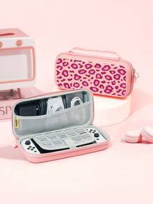 1pc Simple Pink Purple Leopard Print Switch2 (2025)/Switch NS/Switch OLED Compatible Game Console Accessory Set, Game Console Protective Case/Controller Shell/Storage Bag, TPU Soft Shell, Beautiful & Practical, Portable Stand, Portable Travel, Anti-Drop Anti-Scratch, Anti-Fouling, Fashionable Romantic Gift - Multicolor - View 7