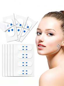 60pcs High Elastic Invisible Neck Support Patches, Elastic Wrinkle-Reducing Patches, Suitable For Men And Women, Invisible Fine Line Reduction, Applicable For Chin And Skin, Face Tape, Face Mask - Multicolor - View 5