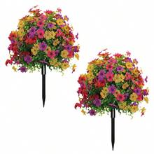2/1 pieza Flores artificiales erguidas con tallos, adecuadas para decoración exterior de primavera/verano, margarita y eucalipto de seda falsa, resistentes a los rayos UV, adecuadas para porche, patio interior, balcón, decoración de jardín, plantas artificiales, decoración de otoño - Multicolor - Ver 13