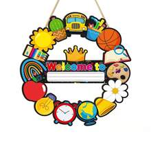 2D Flat 1pc Classroom Door Welcome Sign, Wooden Teacher Door Plaque, Welcome To Our Classroom Hanging Sign, Suitable For Back To School Season, Hollow Hook, Front Door Decor, School Teacher Decoration, No Electricity Required - Multicolor - View 5