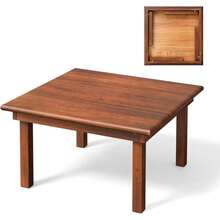 Outdoor Folding Coffee Table, Natural Poplar Wood Patio Coffee Table, No Assembly Required, Ideal For Balcony, Porch, And Living Room, Square, Natural - Natural - View 1