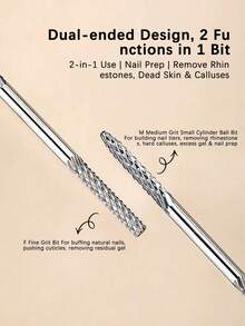 1 Tungsten Steel Double-Ended 2-In-1 Drill Bit, 3/32 Inch (Approx. 4.4 Cm) Shank-One End For Nail Reinforcement, Drill Bit Attachments, And Removing Acrylic Or Hard Plastic - Silver - View 3
