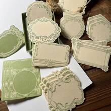 30pcs Vintage Embossed Thick Kraft Paper Memo Pads, Floral Bow Frame Message Paper, INS Style Embossed Printed Thick Kraft Paper Memo, Writable Memo Cards, Suitable For Handmade Paper, Price Tags, Wedding Gift Planner Decoration, Back To School - A - View 15