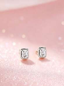 1 paire de boucles d'oreilles à tige carrées géométriques minimalistes de luxe en argent sterling S925, design de niche hypoallergénique, style Ins cool et élégant, polyvalentes, à la mode, personnalisées et exquises, pour le travail, les tenues décontractées, les fêtes et le port quotidien - carré - Voir 9
