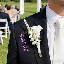 Artificial Calla Lily Wedding Groom Groomsman Boutonniere Suitable For Wedding Ceremony Anniversary Celebration Formal Dinner - White - View 10
