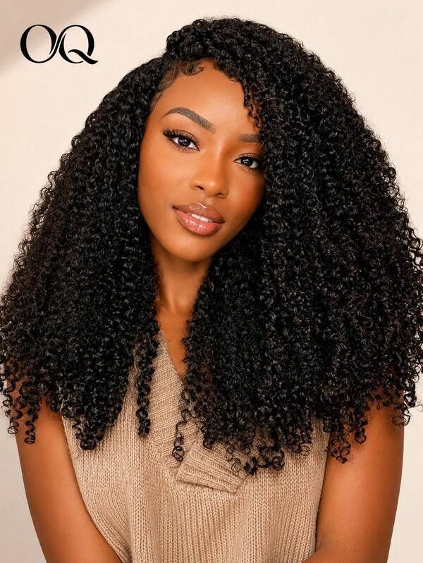 OQ Hair 8-30 Inch 180% Density Wear And Go Glueless Wig Kinky Curly Human Hair 7x5 Pre-Cut HD Lace Natural Color Pre-Plucked Hairline Natural Looking Quick Ship Items Gifts For Women College Student Outfits