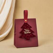 1/5/10pcs Christmas Gift Box - With Leather Handle, Felt Christmas Tree Crafts Design. Suitable For Gift Packaging, Christmas Atmosphere Decorations, Party Tote Bags, Tote Gift Bags. - View 4