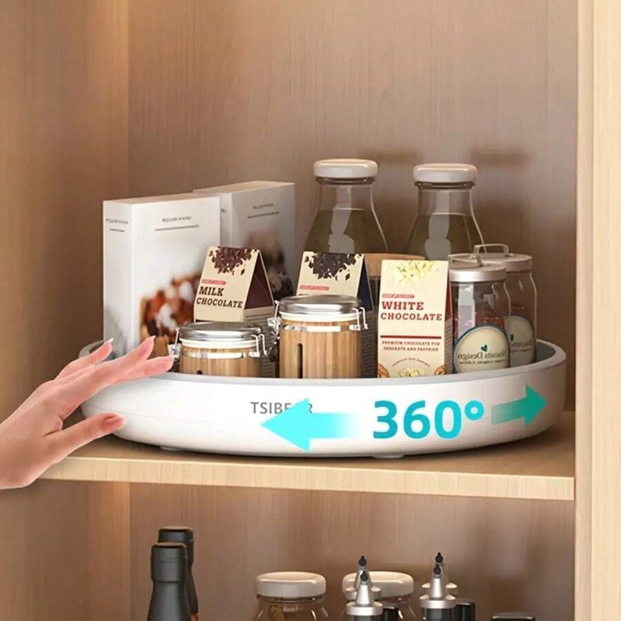 360°旋轉多功能調料架－省空間收納方案，適用於廚房檯面、儲藏室、浴室與臥室－耐用且兼具現代家居裝飾與收納功能