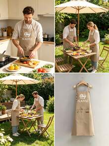 Customizable Name Apron - Durable And Comfortable Neutral Kitchen Workwear, Easy To Care For, Practical Design With Pockets And Adjustable Shoulder Straps, Suitable For Cooking Enthusiasts - Multicolor - View 6