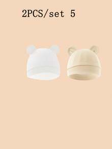 2pcs Cute Bear Ear Baby Knitted Hats, Soft Elastic Newborn Hats, 0-4 Months Universal Baby Hospital Hats, Cute Baby Hats, Suitable For Nursery And Daily Wear - Multicolor - View 8