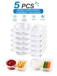 50PCS/30PCS/20PCS/10PCS/5PCS/1PC Reusable Dual-Compartment Sauce Cups/Meal Prep Containers/Food Storage Boxes With Lids, 5oz Sauce Cups, Meal Prep Snack Boxes, Portion Control, Food Storage, Transparent Dual-Compartment Snack Storage Boxes - Clear - View 11