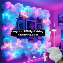 AJK 149 Inch Glowing 3D Lightning Thundercloud Light, RGB LED Full Color Changing, USB Operated Ambient Lamp. Perfect For Bedroom And Party Scene Layout. An Ideal Gift For Gamers, Weddings And Birthday Celebrations - 149 Inch - View 6