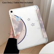 滿月與星星圖案彩繪效果平板保護殼，適用於 MatePad SE 11/MatePad 11/MatePad 11.5 2025/Pad 8/9/10/X8/X8A/X9、Xiaoxin、Apple 10代/A16 11代/Air/Pro 11 及 A9 - 款式16 - 查看 1