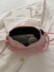 New Fashion Versatile Textured Chain Shoulder Bag Underarm Women's Bag - Pink - View 4