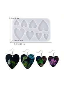 1pc DIY Heart Earring Pendant Epoxy Resin Mold Geometric Shape Jewelry Mold Necklace Silicone Mold - White - View 8