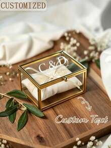 Customized Ring Box, Personalized Glass Ring Box, Wedding And Engagement Ring Box, Geometric Ring Box, Ring Box Gift, Multi-Functional, Reusable, Exquisitely Decorated, Fashionable, Suitable For Anniversary - Multicolor - View 3