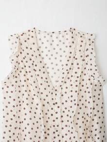 YROOE Women's Spring/Summer Polka Dot V-Neck Blouse, Sleeveless Ruffle Button Casual Top - Multicolor - View 6