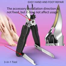1pc 3-In-1 Oblique Large Opening Nail Clipper With Nail File, Specialized For Thick Hard Nails Of Elderly, Adult Ingrown Nail Trimmer, Portable Sharp Effort-Saving Nail Care Tool For Home Use - Specification - View 7