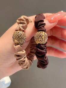 4/20 Pack 6cm Solid Color Polyester Scrunchies, Elegant Casual Hair Elastics For Women, Suitable For Students, Dorms, Office Workers, Bathroom - Multicolor - View 6