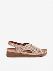 Comfortable And Fashionable Women's Sandals Maciejka L4494-25, Made Of Natural Openwork Leather, On Platform, Perfect For Summer Gold Brown - Gold - View 7