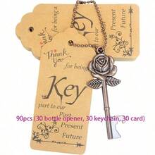 60pcs/Set Rose Key Bottle Opener Wedding Favor Set Bulk Pack Includes 20 Styles Vintage Key Openers, 20 Thank You Cards, 20 Key Chain Accessories, Romantic Bridal Welcome Souvenirs, Perfect Wedding Guest Favors, Engagement Party Supplies And Anniversary Celebration Gifts - View 11
