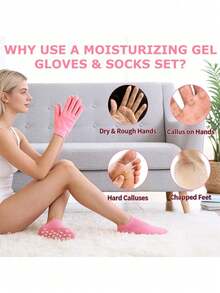 1 Pair Whitening Moisturizing Foot Mask, Suitable For Dry Cracked Feet Care, Gel Heel Socks, Foot Moisturizing - Pink - View 10