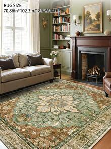 1pc Vintage Distressed Persian Style Rug, Red Bohemian Moroccan Style Comfortable Polyester Fiber, Pink Rug Rectangular Easy Care Washable Area Rug For Living Room, Hallway, Bedside, Bedroom, Home Decor - Multicolor - View 31