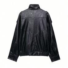 HLPHA Women's Black Woven Long Sleeve Jacket, Collar, Pockets And Zipper, Regular Length, Non-Stretch, Casual Fashion Style - Black - View 2